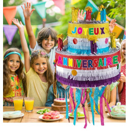 Kit Décoration Anniversaire Enfant – 46 Pièces – Drapeau, Décorations Gâteau, Ballons Latex Et Aluminium – Thème Dessins Animés