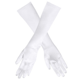 Gants en satin 40 cm  - Blanc 