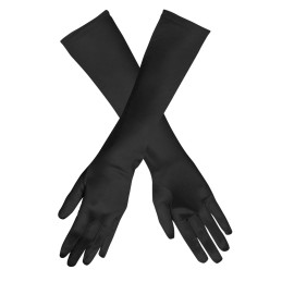 Gants en satin 40 cm  - Noir 