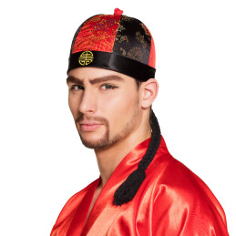 Chapeau Mandarin avec natte 