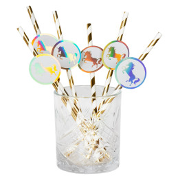 6 Pailles carton  Licorne...