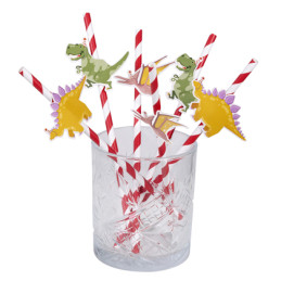 6 Pailles carton Dino party...