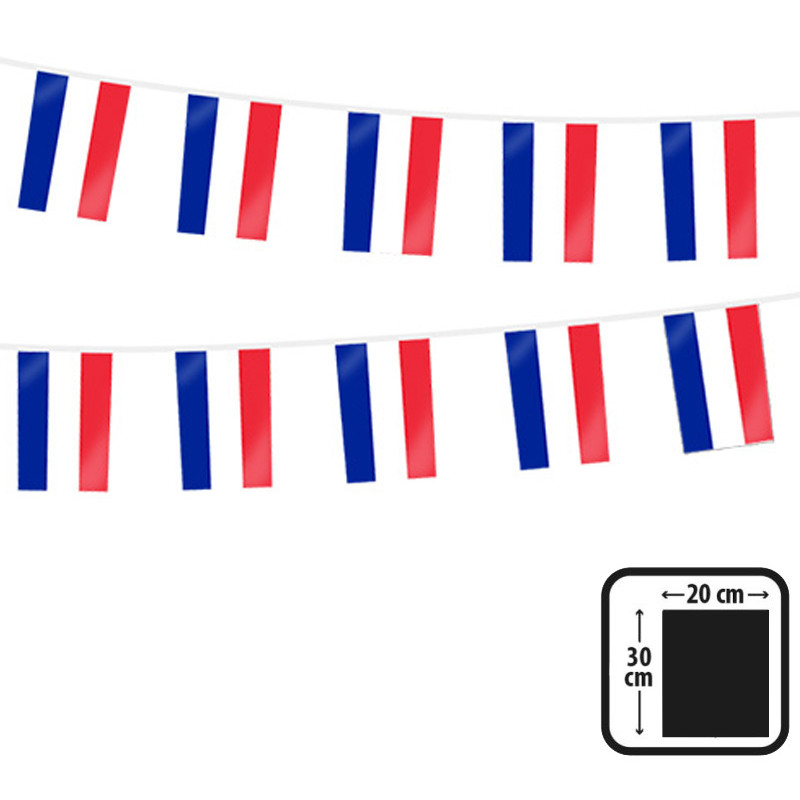 Grossiste Guirlande PE 20 drapeaux 20 x 30 cm FRANCE - 10 m, Réservé aux  professionnels